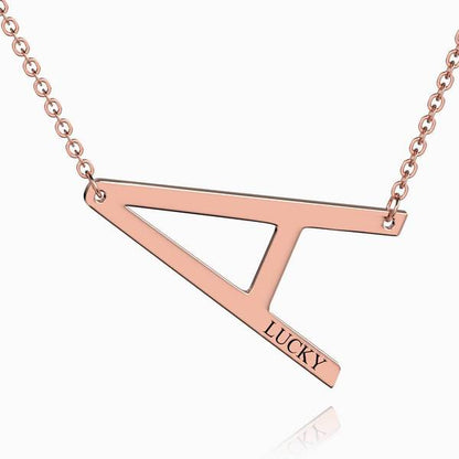 aakip™-Engraved Alphabet A Initial Necklace