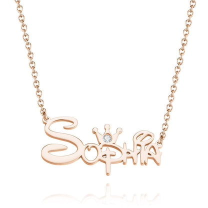aakip™-Custom Name Necklace Disney Princess Necklace With Crown