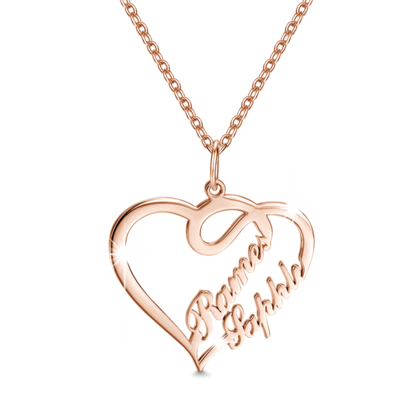aakip™-Overlapping Heart Two Name Necklace Nameplates Necklace For Her