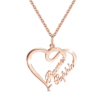 aakip™-Overlapping Heart Two Name Necklace Nameplates Necklace For Her