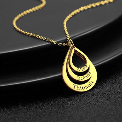 aakip™-Personalized Engraved Necklace Drop Shaped Family Necklace in For Mom