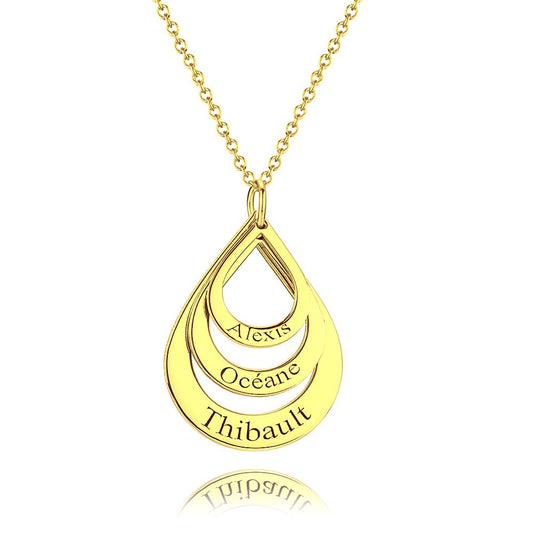 aakip™-Personalized Engraved Necklace Drop Shaped Family Necklace in For Mom