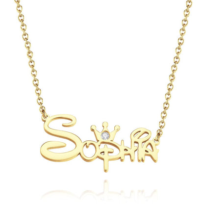 aakip™-Custom Name Necklace Disney Princess Necklace With Crown