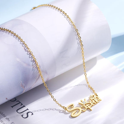 aakip™-Custom Name Necklace Disney Princess Necklace With Crown