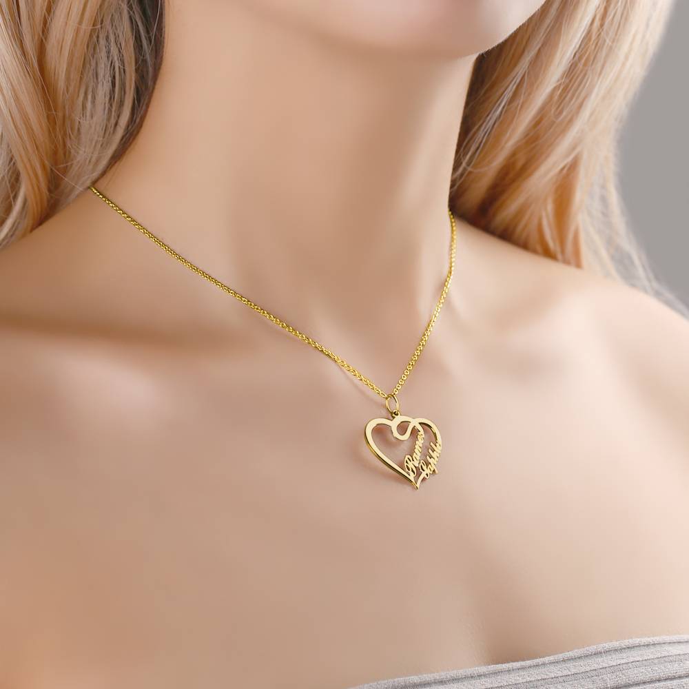 aakip™-Overlapping Heart Two Name Necklace Nameplates Necklace For Her