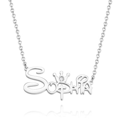 aakip™-Custom Name Necklace Disney Princess Necklace With Crown