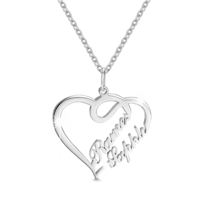 aakip™-Overlapping Heart Two Name Necklace Nameplates Necklace For Her