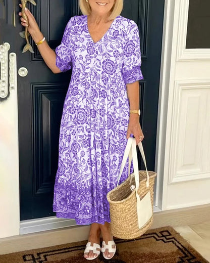 aakip™-V-neck Bohemian Dress