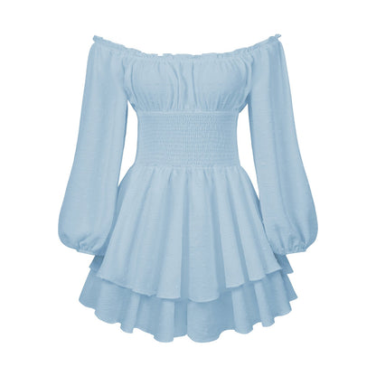 aakip™-Solid Off Shoulder Romper Dress