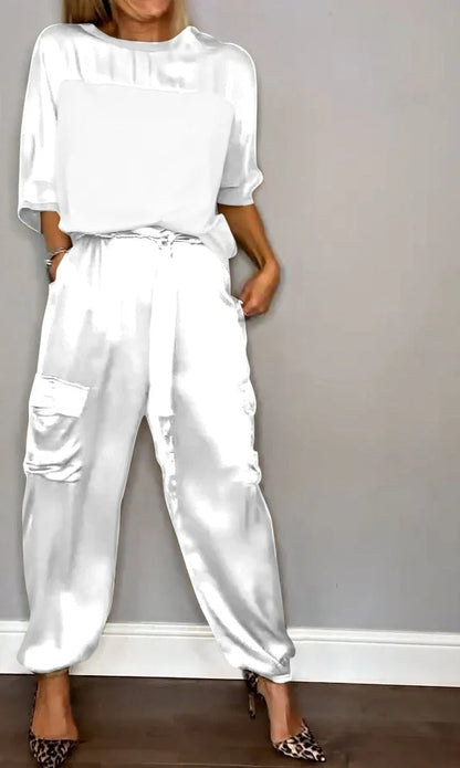 aakip™-Smooth Satin Half-sleeved Top and Pants Set💝BUY 2 FREE SHIPPING