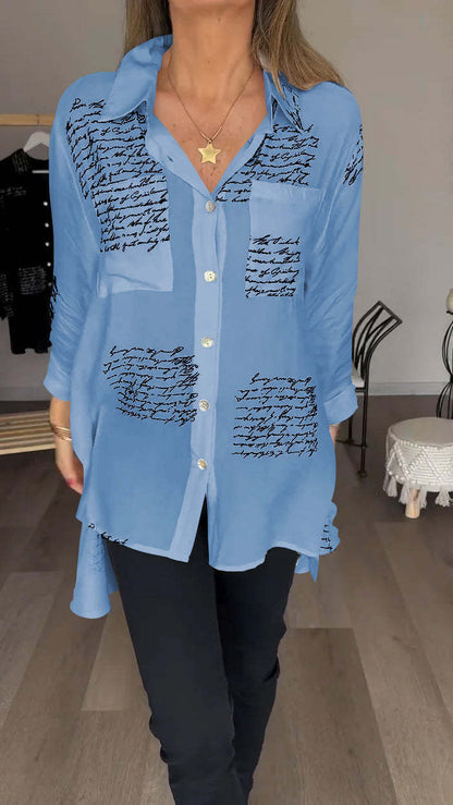 aakip™-Letter Print Fashion Lapel Shirt (Buy 2 Free Shipping)