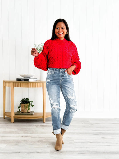 aakip™-Tummy Control Distressed Cuffed Boyfriend Jeans (Buy 2 Free Shipping)