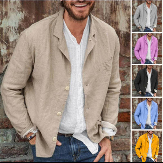 aakip™-Men's Daily Casual Loose Cotton Linen Coat-Buy 2 Free Shipping