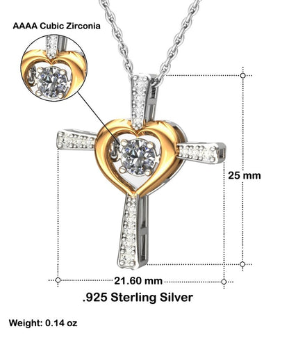 aakip™-Gift To My Baby Girl Daughter - Cross Dancing Necklace With Message Card Gift