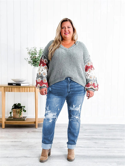 aakip™-Tummy Control Distressed Cuffed Boyfriend Jeans (Buy 2 Free Shipping)