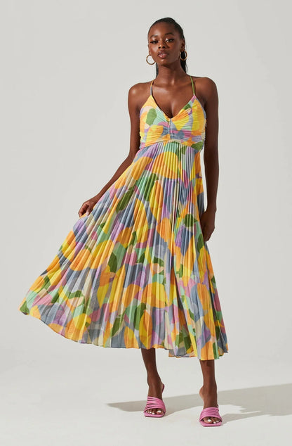 aakip™-Casual Pleated Print Dress